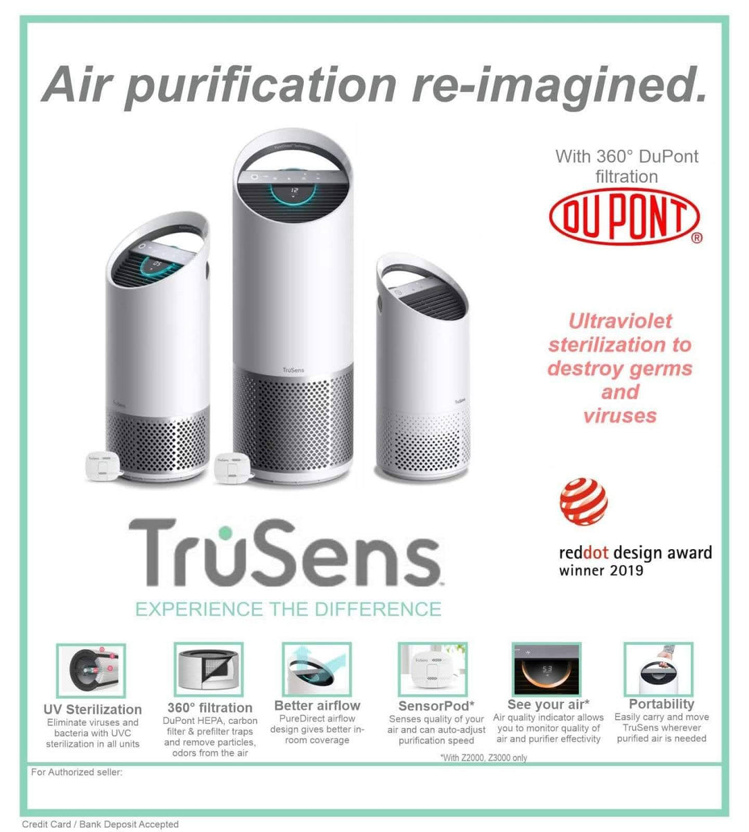 TruSens Air Purifiers with Air Quality Monitor & SensorPod - Large