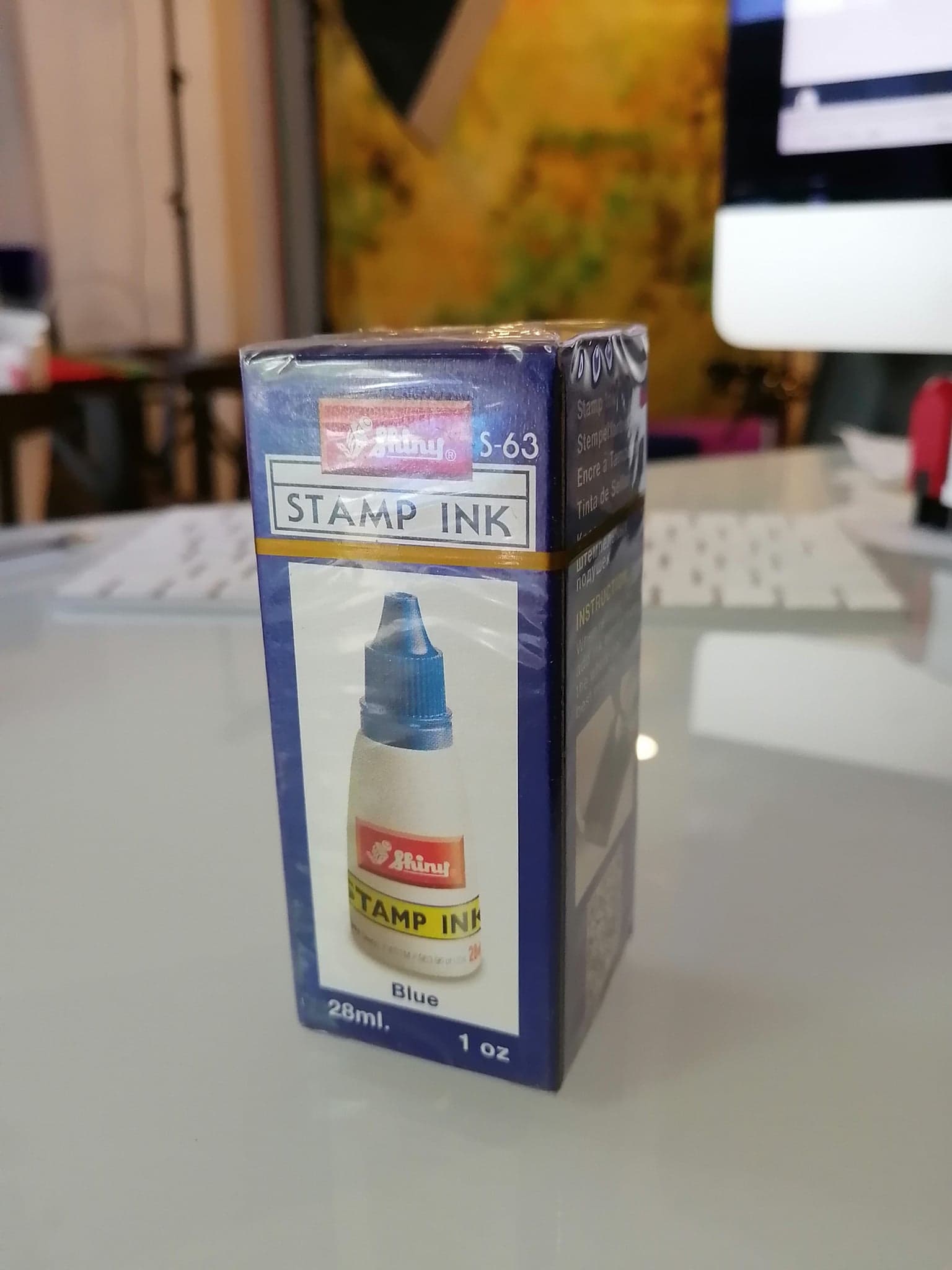 Shiny S-63 Stampad Ink,  Shiny Blue Ink, 28 ml.
